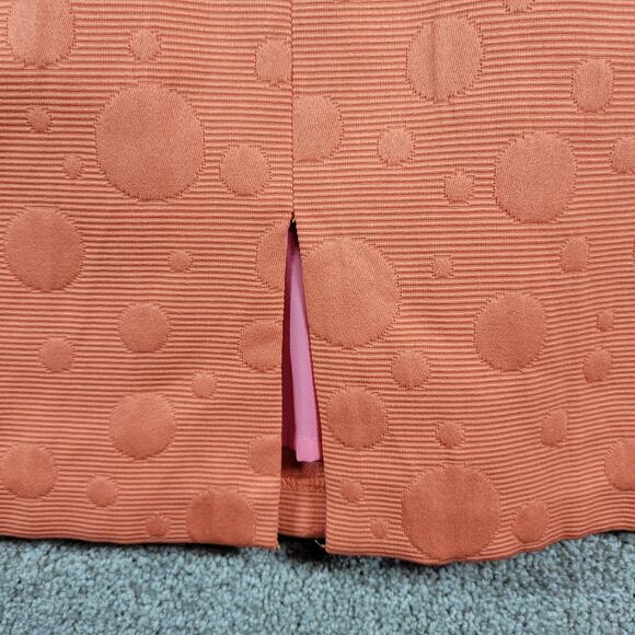 Kay Unger Sheath Dress Womens 4 Orange Raised Muted Polka Dots V Neck - Picture 10 of 12